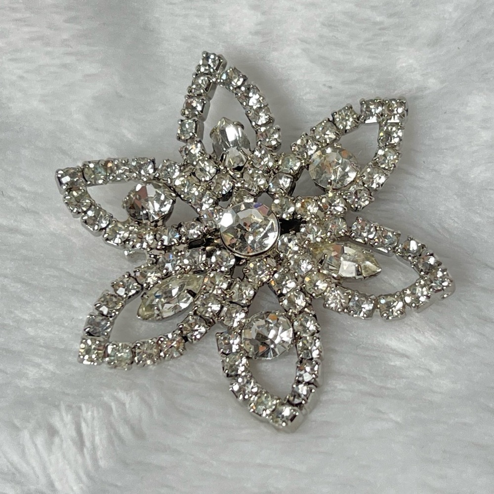 Vintage Silver Rhinestone Brooch sparkly, glittery, rainbow, beautifulness